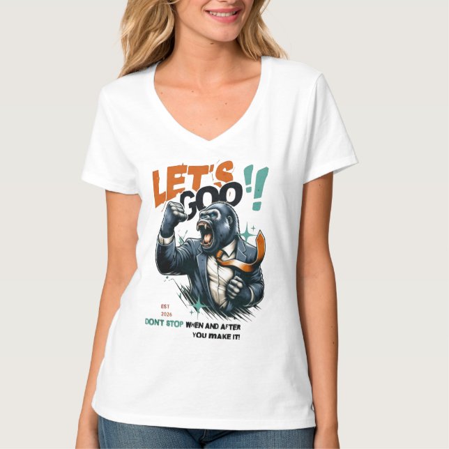 CAMISETA BLUSA V-NECK WOMEN'S LET'S GOO LESSONS LEARN (Frente)
