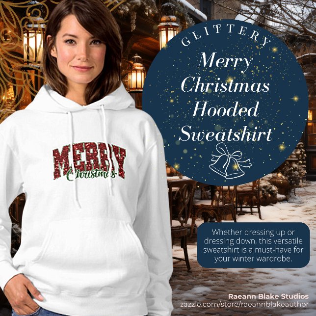 Camiseta Blusão com Capuz Glittery Merry Christmas (Criador carregado)