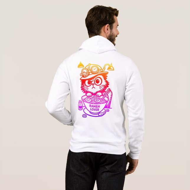 Camiseta Blusão com capuz Steampunk Cat Anime Zip para home (Parte Traseira Completa)
