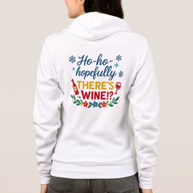 Camiseta Blusão com fecho éclair de vinho de férias engraça (Verso)