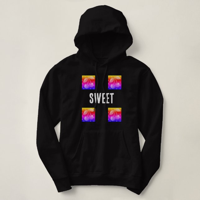 Camiseta Blusão com Gradiente de Cereja Doce Preto (Frente do Design)
