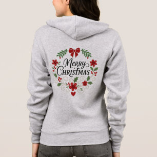 Camiseta Blusão com Zíper de Grinalda Floral Feliz Natal