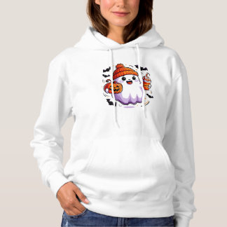 Camiseta Blusão de Adulto Fantasma de Halloween Fofo
