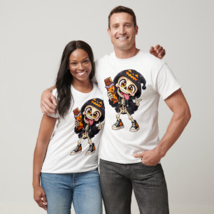 Camiseta Blusão de Esqueleto de Halloween Lanche