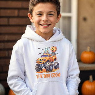 Camiseta Blusão de Halloween de Caminhão Monstro Boo Crew p