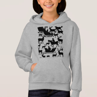Camiseta blusão de natal com papai noel e cervo para menina