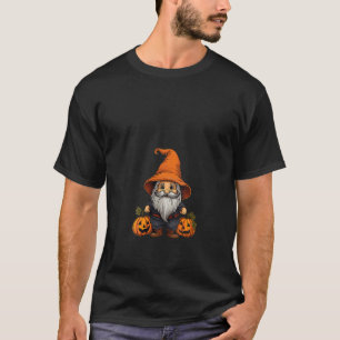 Camiseta Blusas femininas de Halloween, gnomo fofo, abóbora