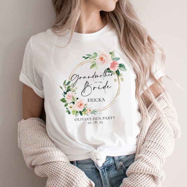 Camiseta Blush Floral Wreath Avó Da Noiva (Criador carregado)