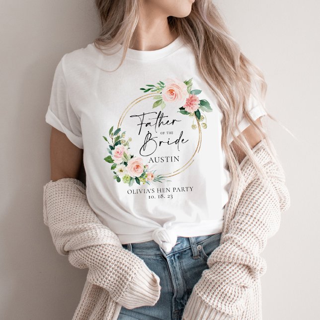 Camiseta Blush Floral Wreath Padre da Noiva (Criador carregado)