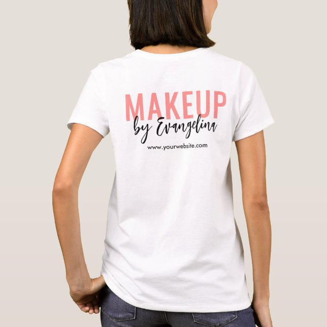 Camiseta Blush Pink Black Script Logo Makeup Employee (Verso)