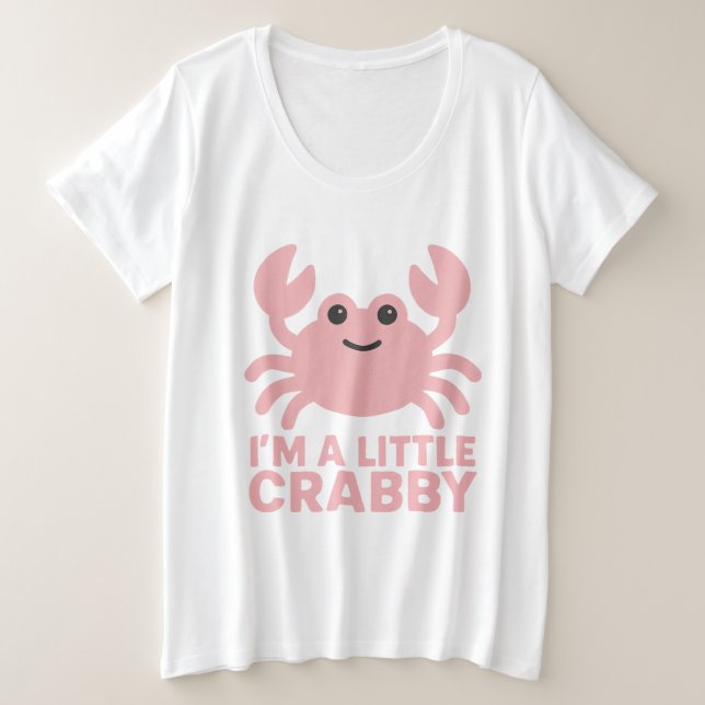 Camiseta Blush-Pink Crab – Sweet “I’m a Little Crabby” (Frente do Design)