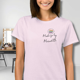 Camiseta Blush Rosa Logotipo de Rosto Equipe de Maquiagem