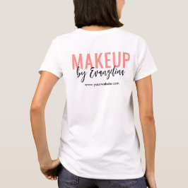 Camiseta Blush Rosa Preto Logotipo de Letra Manuscrito Maqu