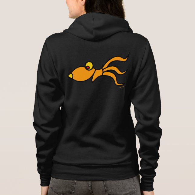 Camiseta blusões com zíper de polvo engraçado (Verso)