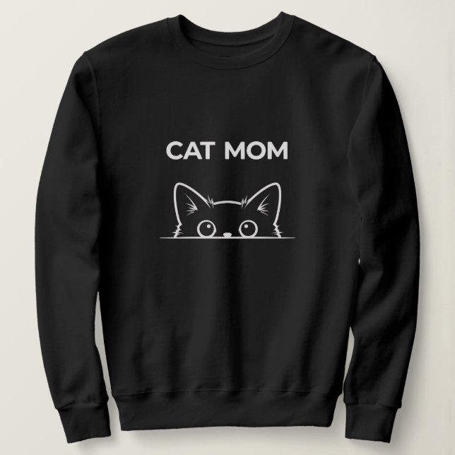 Camiseta blusões de mãe de gato preto fofo (Frente do Design)