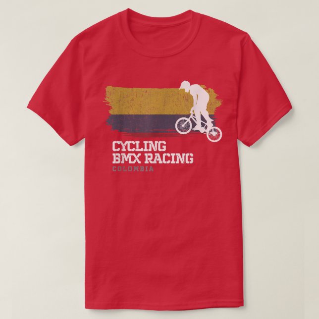 Camiseta BMX Bike Colombia Flag Biking Cycling Racing BMX 3 (Frente do Design)
