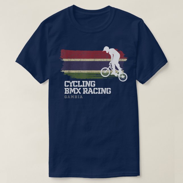 Camiseta BMX Bike Gambia Flag Biking Cycling Racing BMX 354 (Frente do Design)