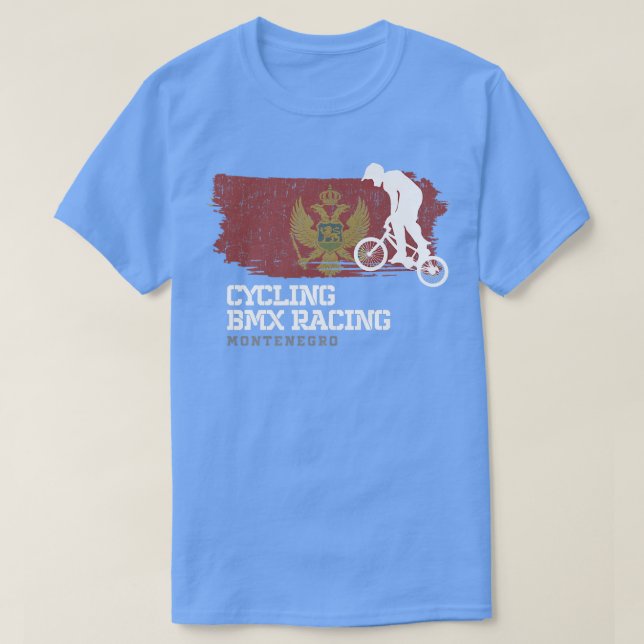 Camiseta BMX Bike Montenegro Flag Biking Cycling Racing BMX (Frente do Design)
