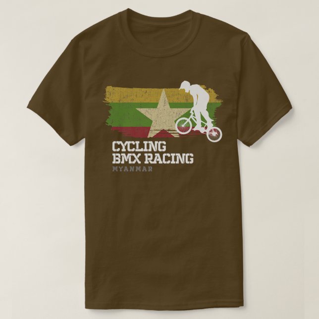 Camiseta BMX Bike Myanmar Flag ciclismo BMX (Frente do Design)