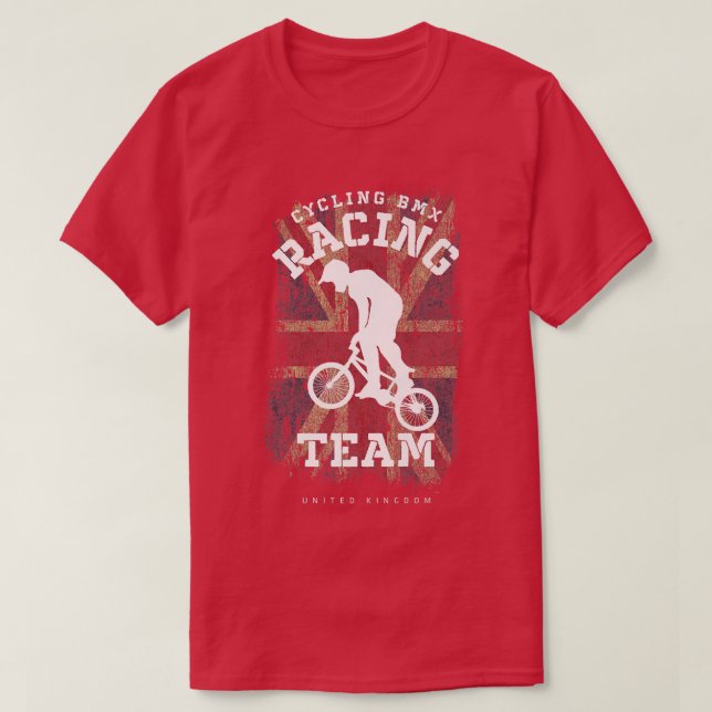 Camiseta BMX Bike Reino Unido Flag Biking Cycling Racing (Frente do Design)