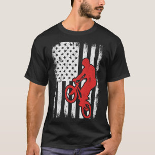 Camiseta BMX EUA Flag BMX Rider Wheelie Bike