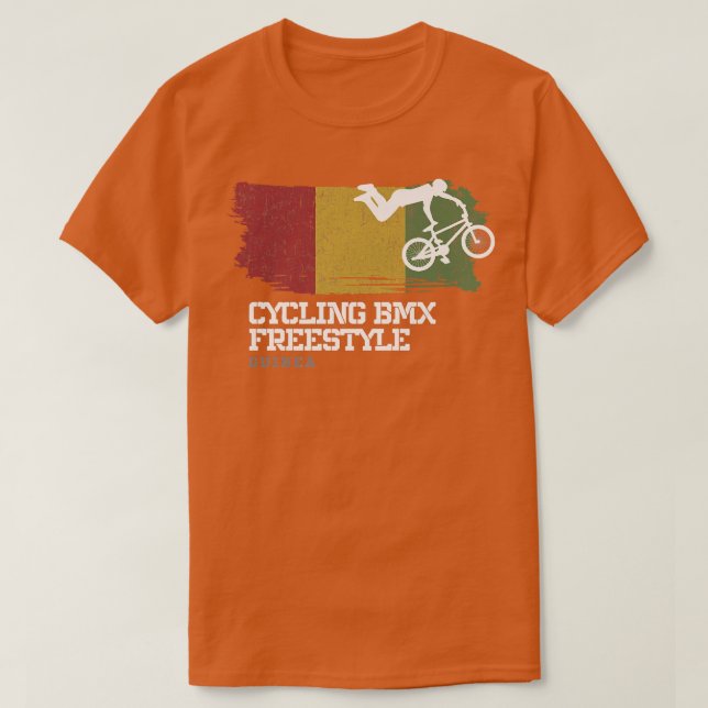 Camiseta BMX Freestyle Bike Guiné Flag Biking Cycling BMX (Frente do Design)
