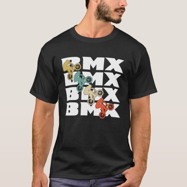 Camiseta BMX Retro Bicycle Stunts BMX Bike Motocross (Frente)