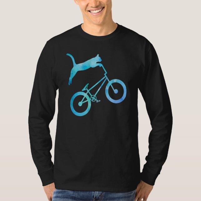 Camiseta Bmx Stunt Cat Mountain Bike Bike Bike Gato Engraça (Frente)