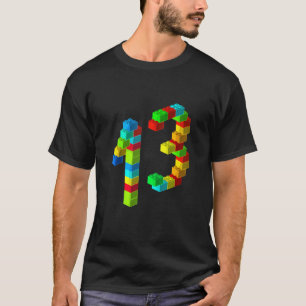 Camiseta Bo 13 de Construção de Bloco Cinto Aniversário De 