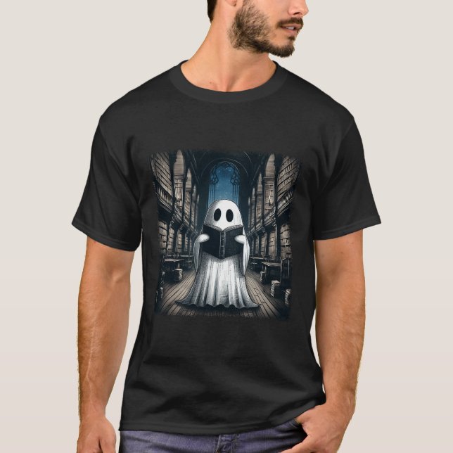 Camiseta Bo Bibliotecário do Halloween da Biblioteca Ghost  (Frente)