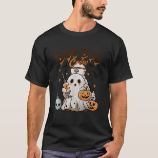 Camiseta BO BOO Crew Enfermeira Halloween Pumpkin Spooky Se
