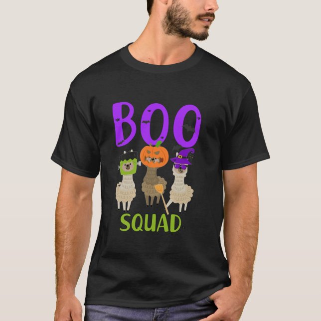 Camiseta Bo Squad Halloween equipe Engraçado lama assustado (Frente)