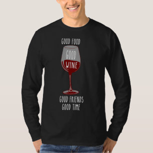 Camiseta Boa Comida, bons amigos, bom vinho, vinho tinto