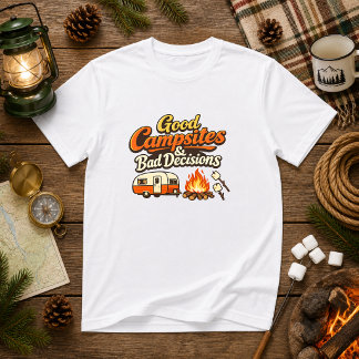 Camiseta Boa escolha de acampamentos e más decisões Humor d