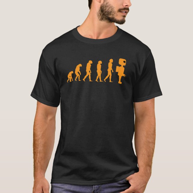 Camiseta Boa Evolução Engraçada Para Eletrônicos Robôs (Frente)