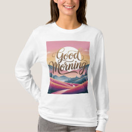 Camiseta Boa Manhã Caligrafia Paisagem Branca de Mulher