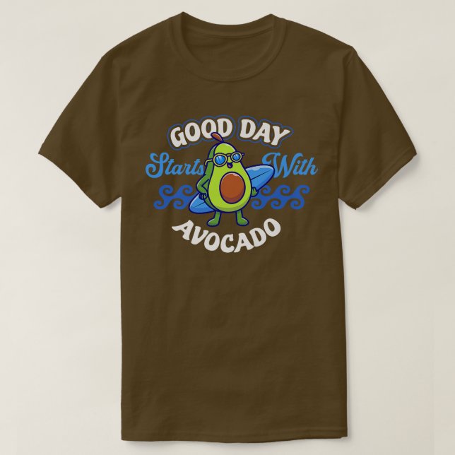 Camiseta Boa Manhã Começa Com Avocado Dando Comida Saudável (Frente do Design)