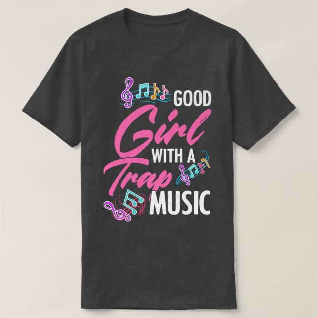 Camiseta Boa Menina Com Um Rapper De Rap De Música Para EDM (Frente do Design)
