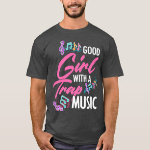 Camiseta Boa Menina Com Um Rapper De Rap De Música Para EDM