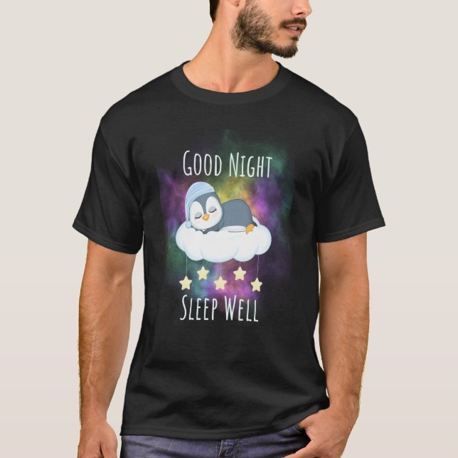 Camiseta Boa noite dormir bem Pinguim para Crianças (Frente)