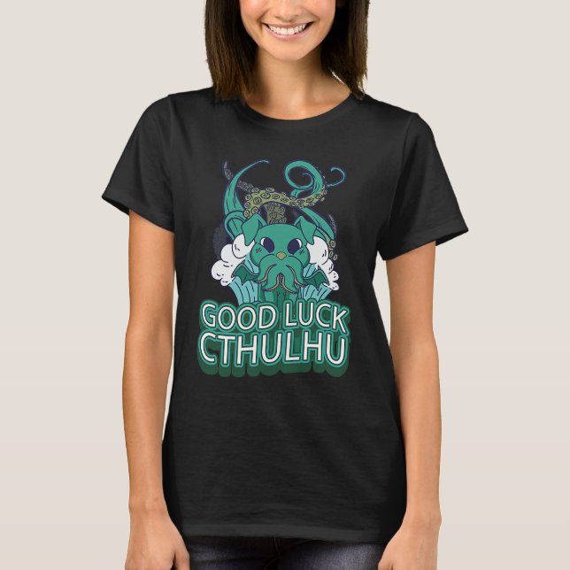 Camiseta Boa Sorte Cthulhu Bebê Cãozinho Japão Monstro Cuth (Frente)