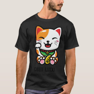 Camiseta Boa Sorte Japonês Maneki Neko Sortudo Kit de Gato