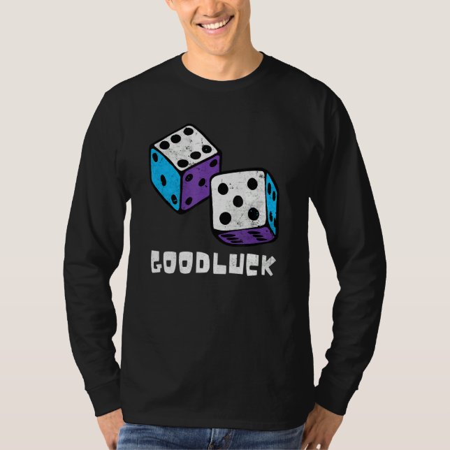 Camiseta Boa Sorte, Retro Casino Dice Player Casi (Frente)