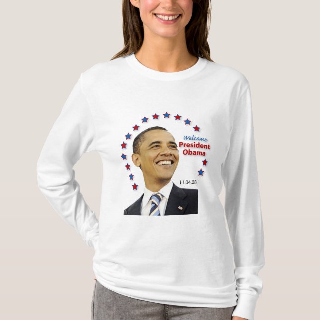 Camiseta Boa vinda, presidente Obama! (Capa longa das (Frente)