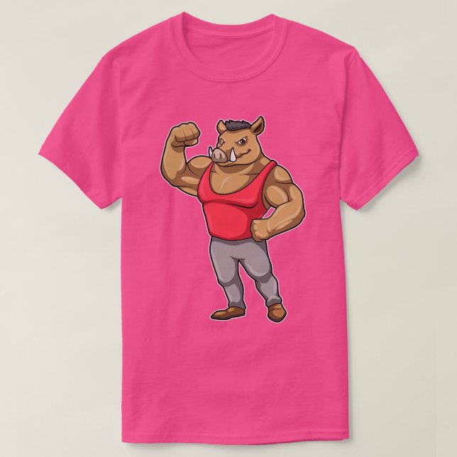 Camiseta Boar Bodybuilder Bodybuilding Músculos (Frente do Design)