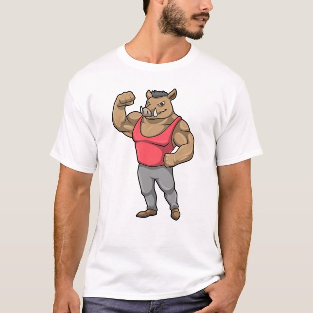 Camiseta Boar Bodybuilder Bodybuilding Músculos (Frente)