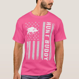Camiseta Boar Hunt Buddy EUA Flag Hog Hunting 1