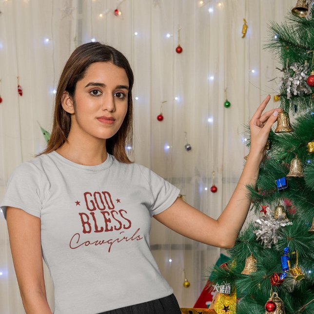 Camiseta Boas-abençoadas vaqueiras Típica moderna vermelha- (Criador carregado)