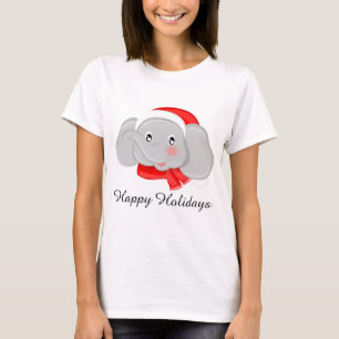 Camiseta Boas festas o elefante festivo adiciona a mensagem