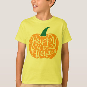 Camiseta Boas inscrições do Dia das Bruxas em abóbora escul